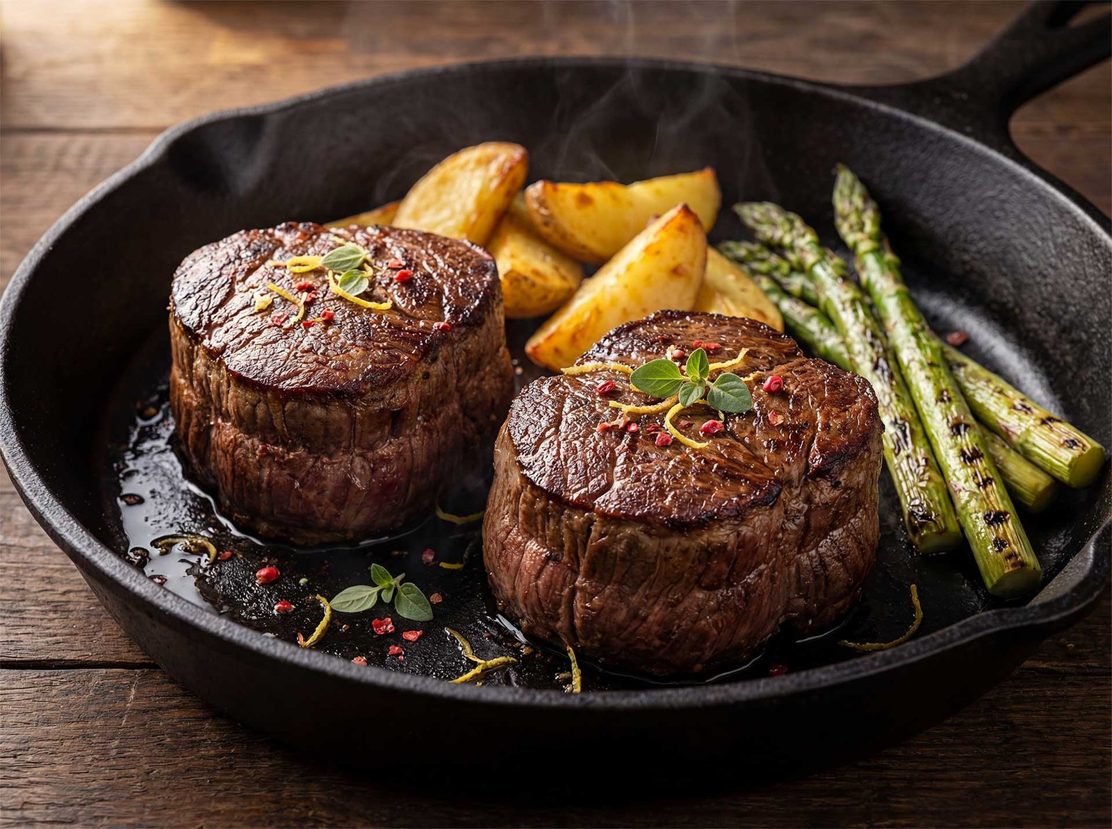 Exquisite gourmet filet mignon steak plated professionally